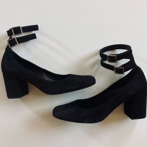 Saint Laurent Paris Suede Double Strap Heel